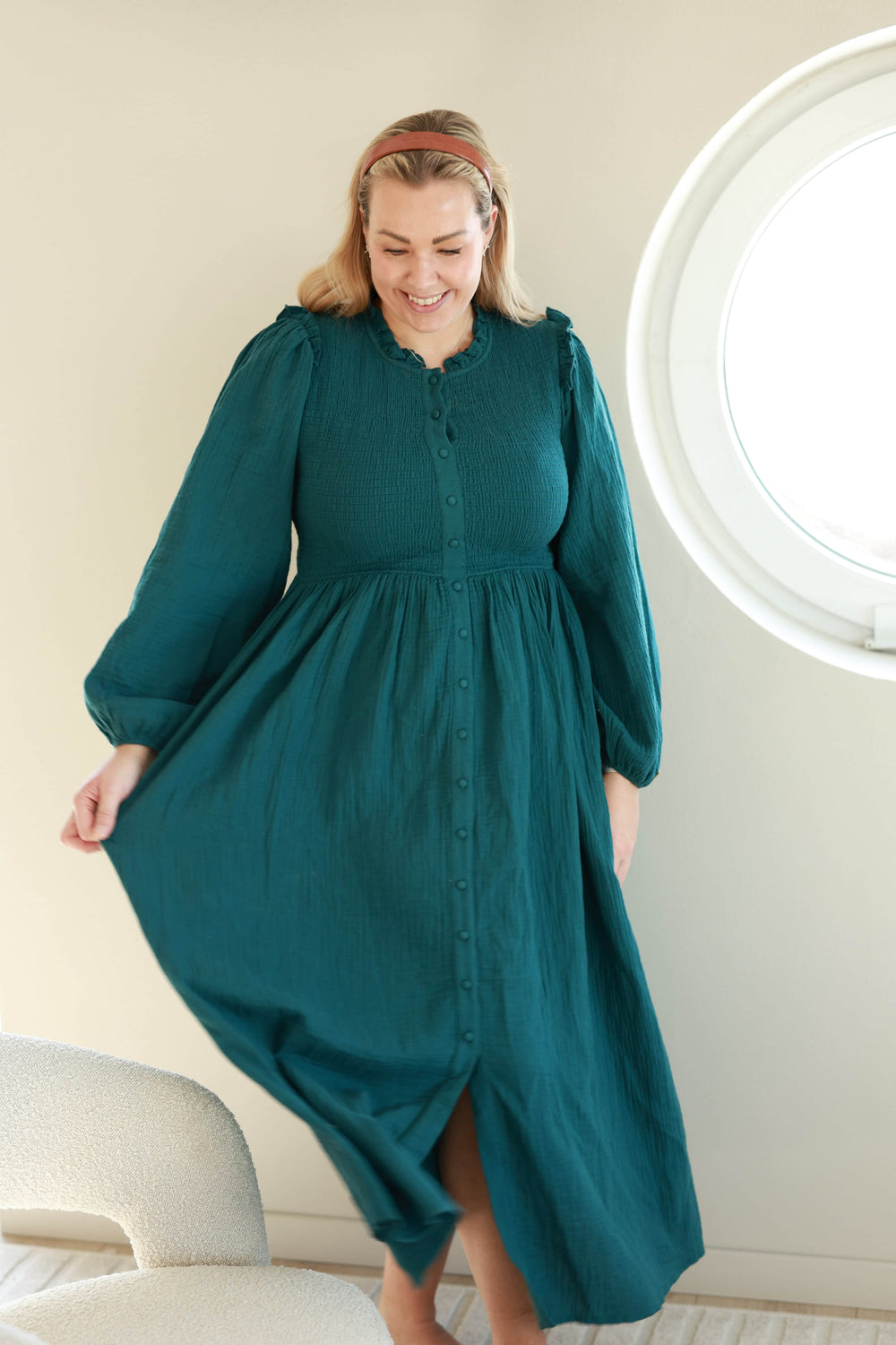 By Lien Musselin Smock Kjole - Dark Sea