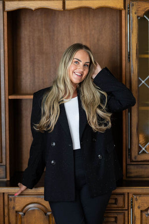 Memoré Glitter Blazer - Black Onyx