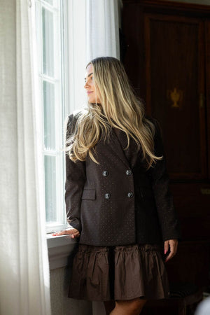 Memoré Glitter Blazer - Coffee Bean