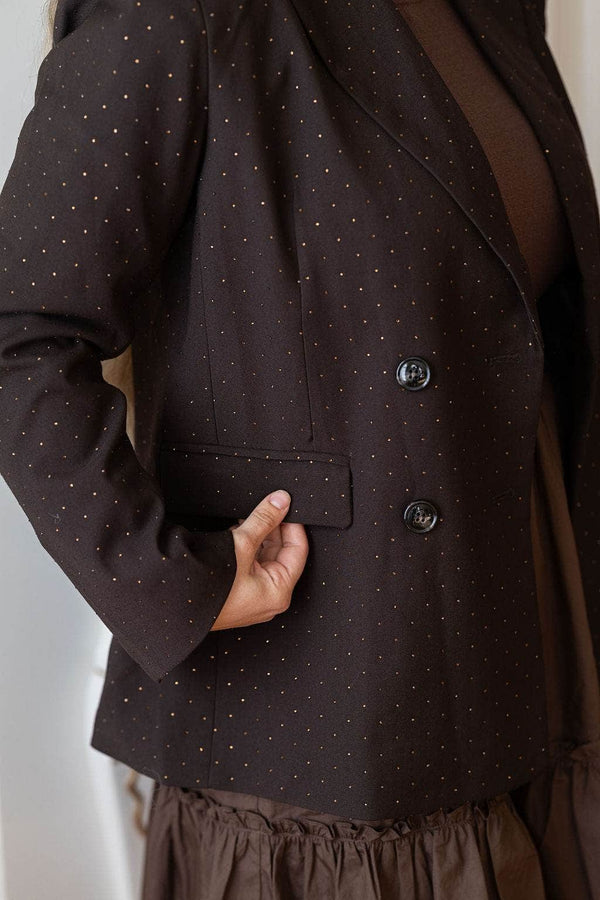 Memoré Glitter Blazer - Coffee Bean