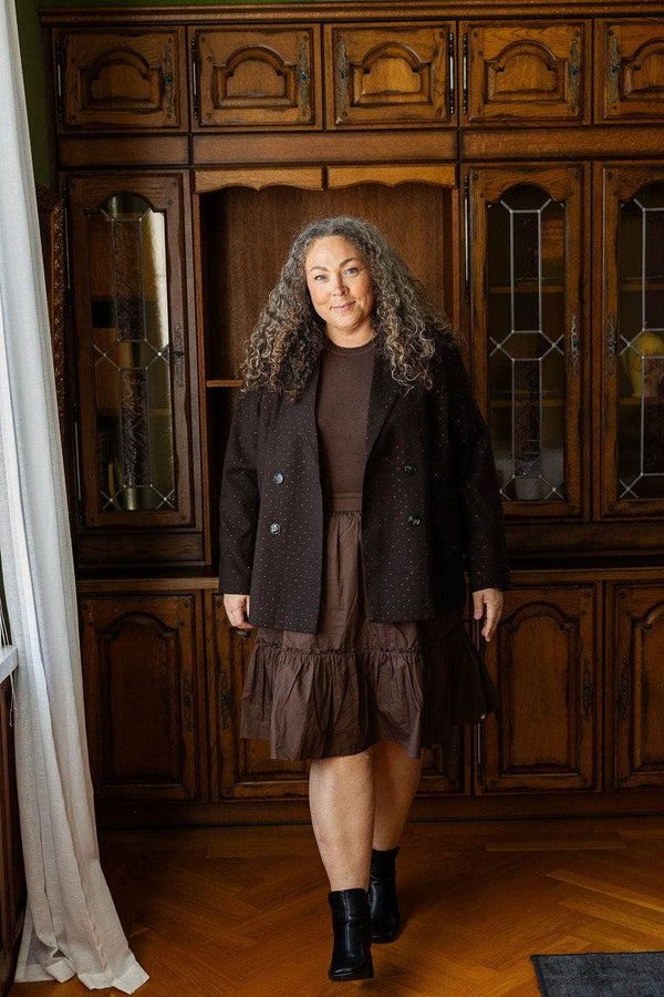 Memoré Glitter Blazer - Coffee Bean